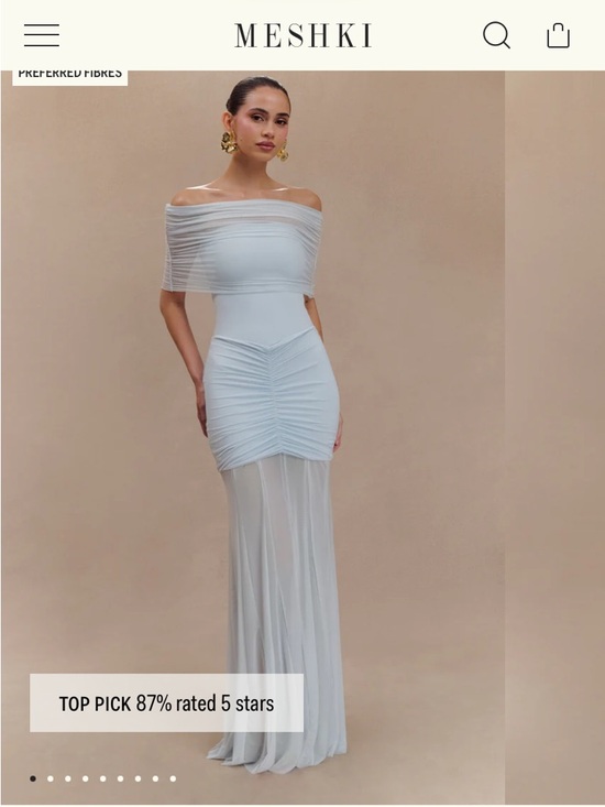 Meshki Dresses & Skirts - Meshki Caspian Ruched Mesh Gown in Light Blue NWT